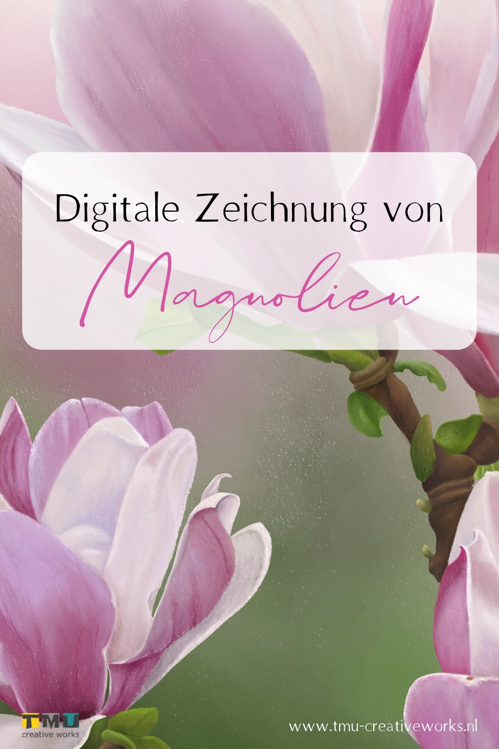 Magnolie digitale Pastellkreide-Zeichnung
