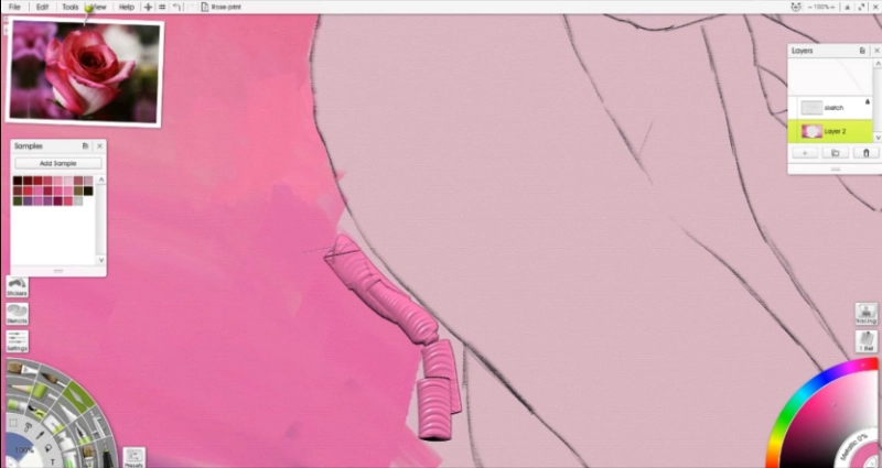 Video Rose pink painting process