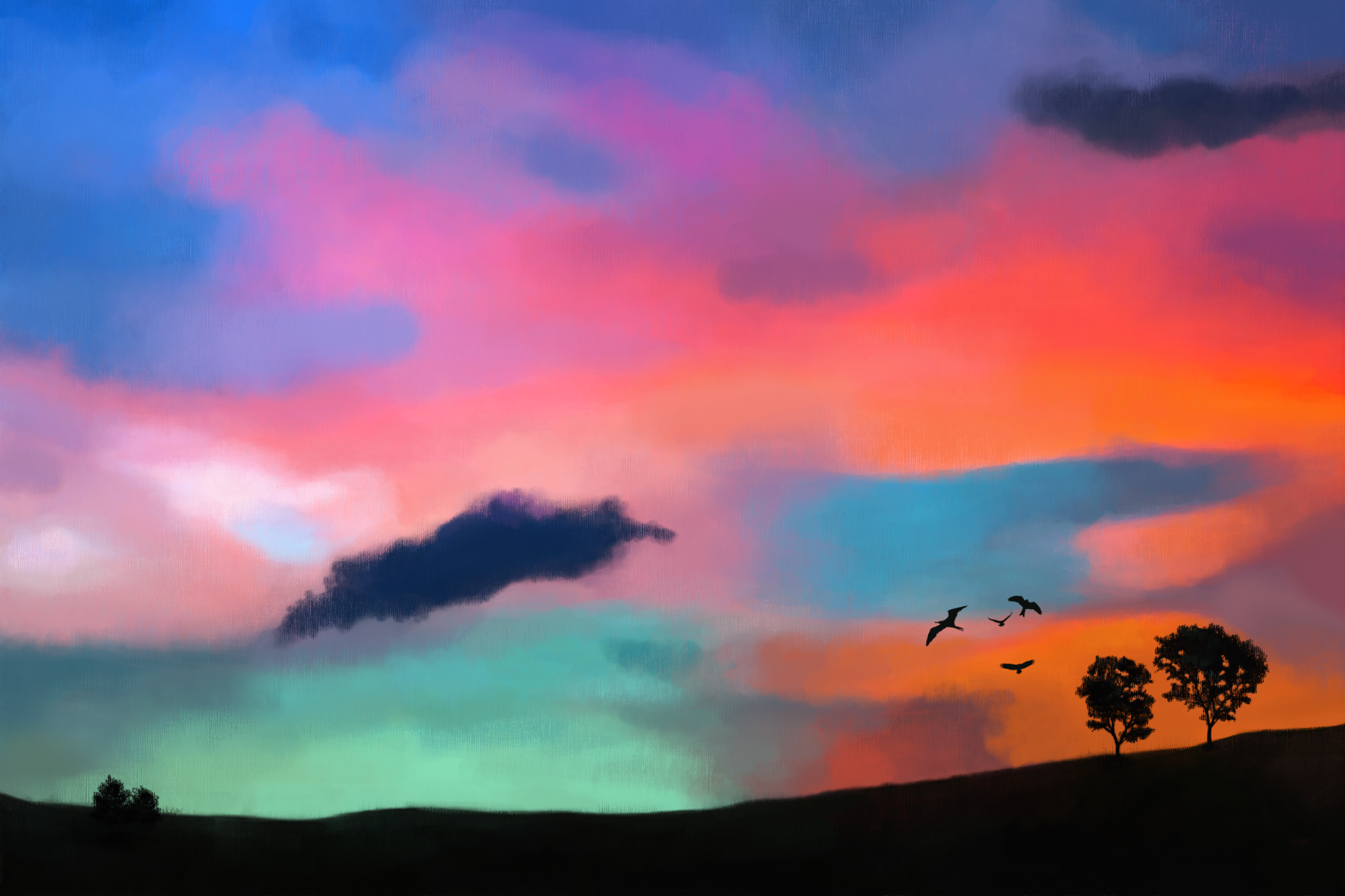 Digital soft pastel painting of a colorful sky