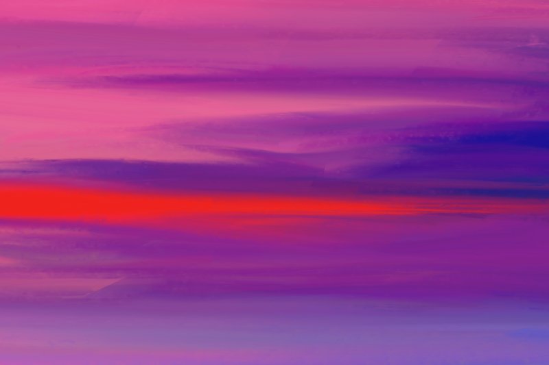 Seascape painting with a wild sky in stunning blue pink and yellow colors