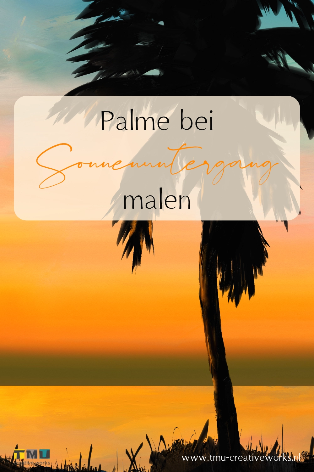 Palme bei Sonnenuntergang digital malen