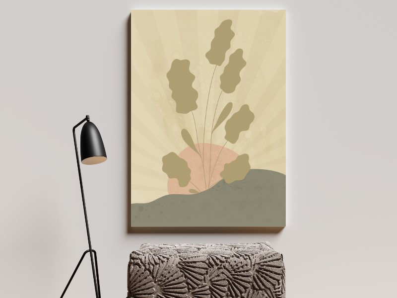 Minimalist landscape with a leafy plant 14