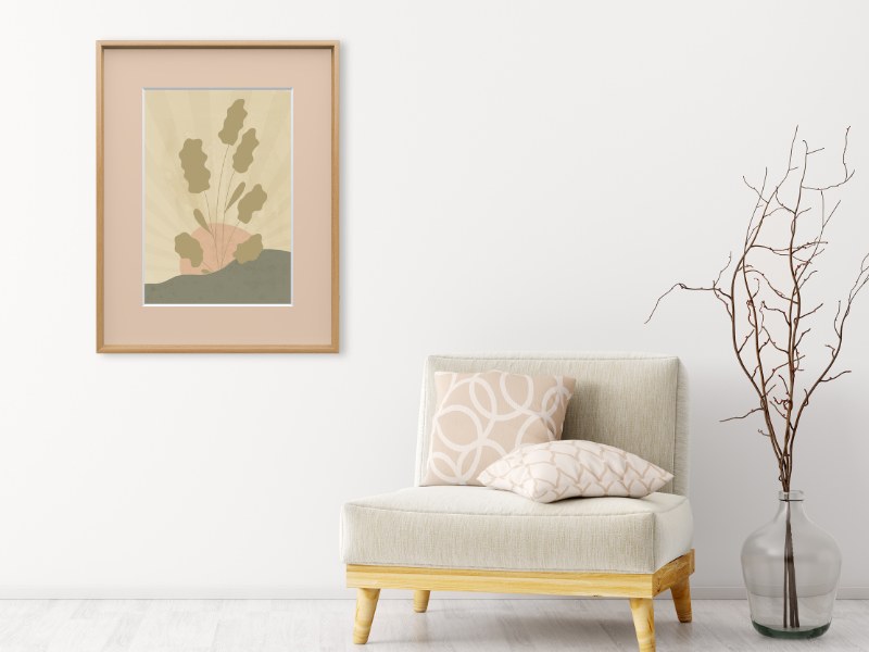 Minimalist landscape with a leafy plant 14