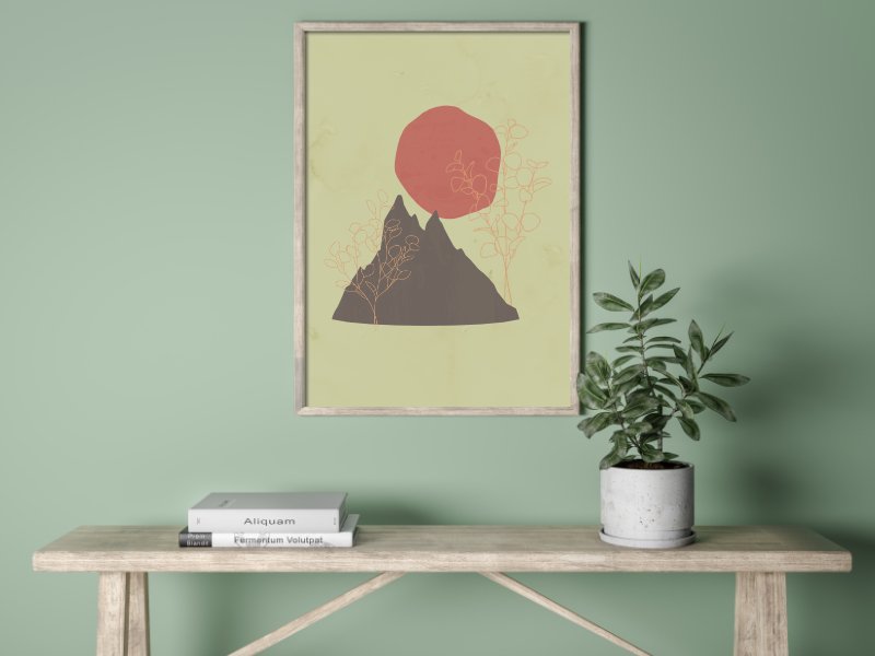 Minimalist landscape with a mountain 3