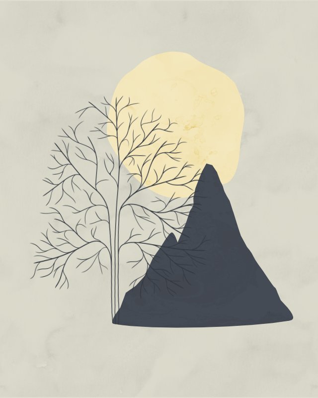 Minimalist landscape with a mountain 4
