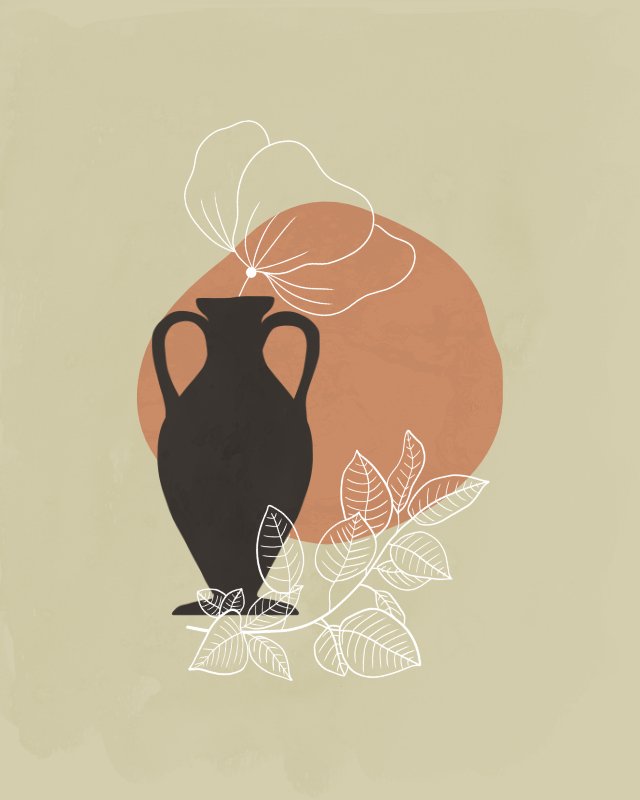 Minimalist still life illustration of a jug 2