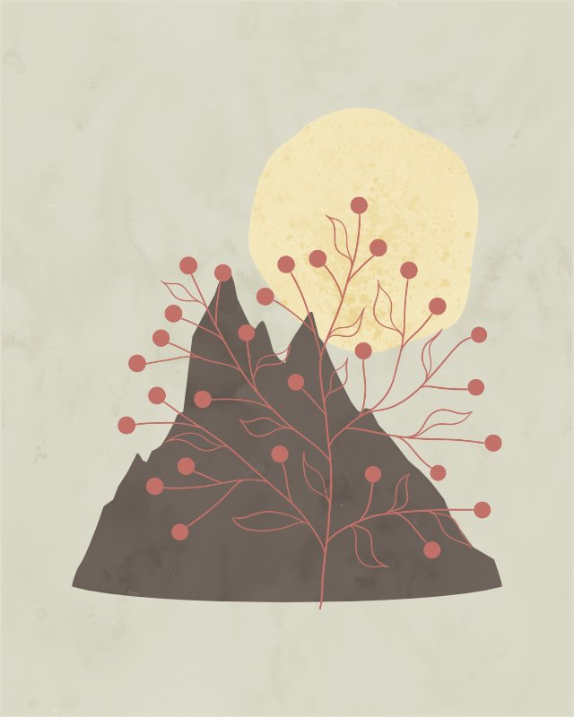 Minimalist landscape with a mountain 5