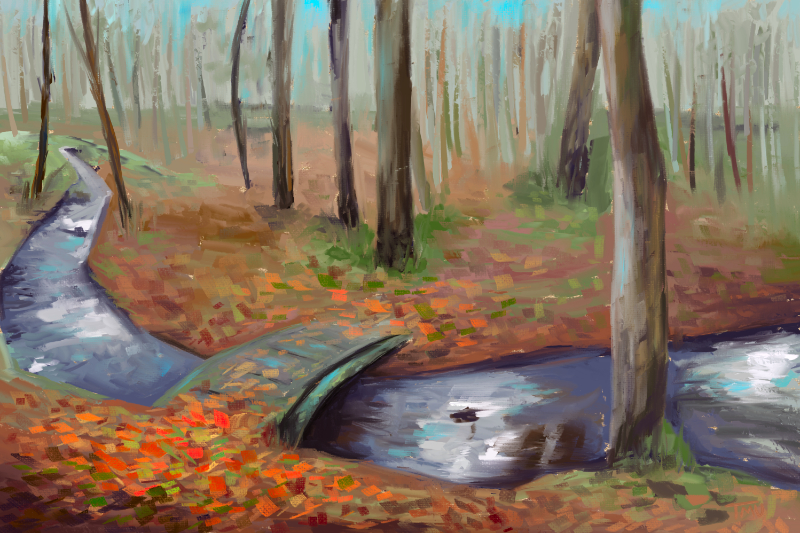 Autumn Forest Scene digital painting