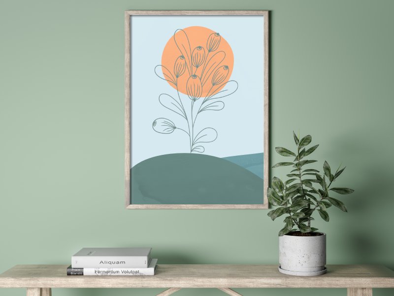 Simple Spring landscape with a plant 2