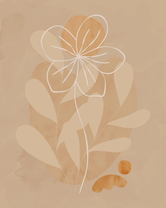 Minimalist illustration of a branch and a flower 10