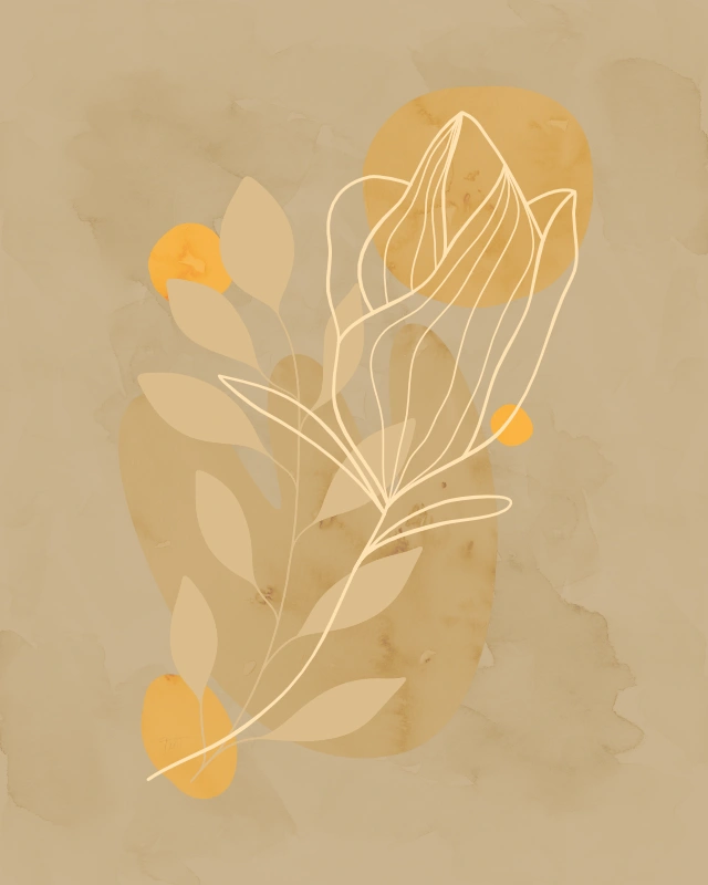 Minimalist illustration of a branch and a flower 11