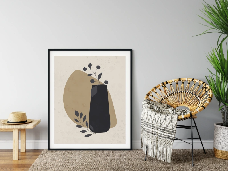 Minimalist still life with a bottle 10 in neutral colors