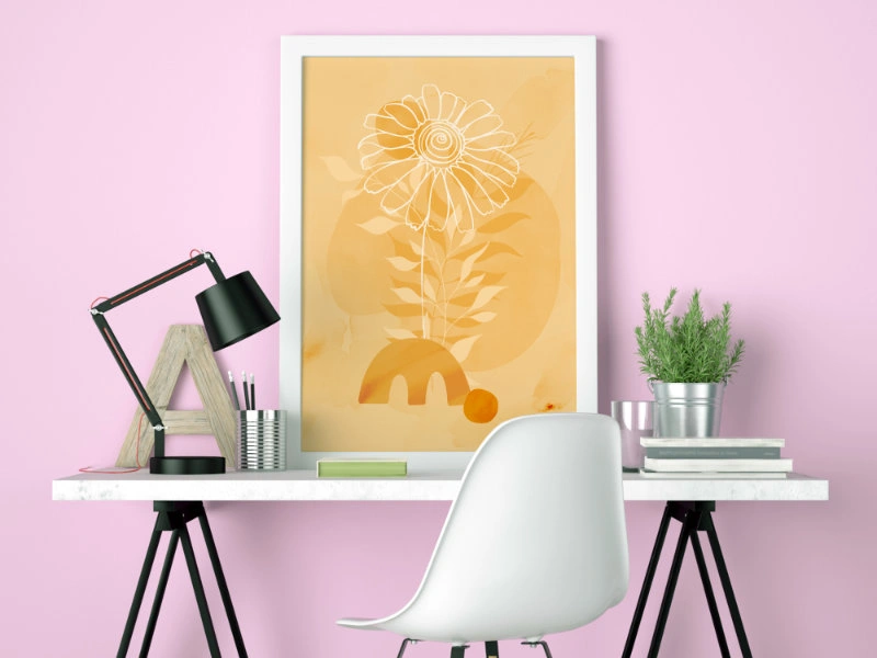 Minimalist illustration of two branches and a flower 2