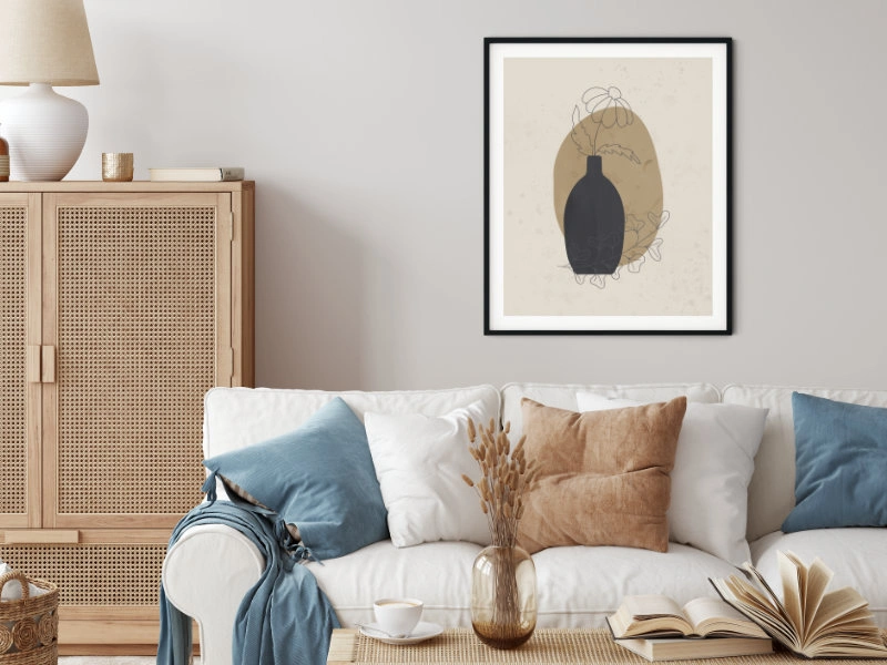 Minimalist still life with a bottle in neutral colors 13