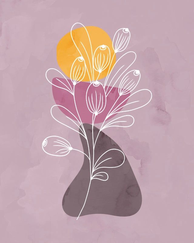 Minimalist floral illustration in summer colors 6