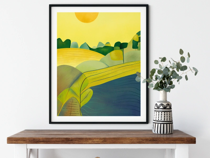 Abstract landscape with fields in the sun 1