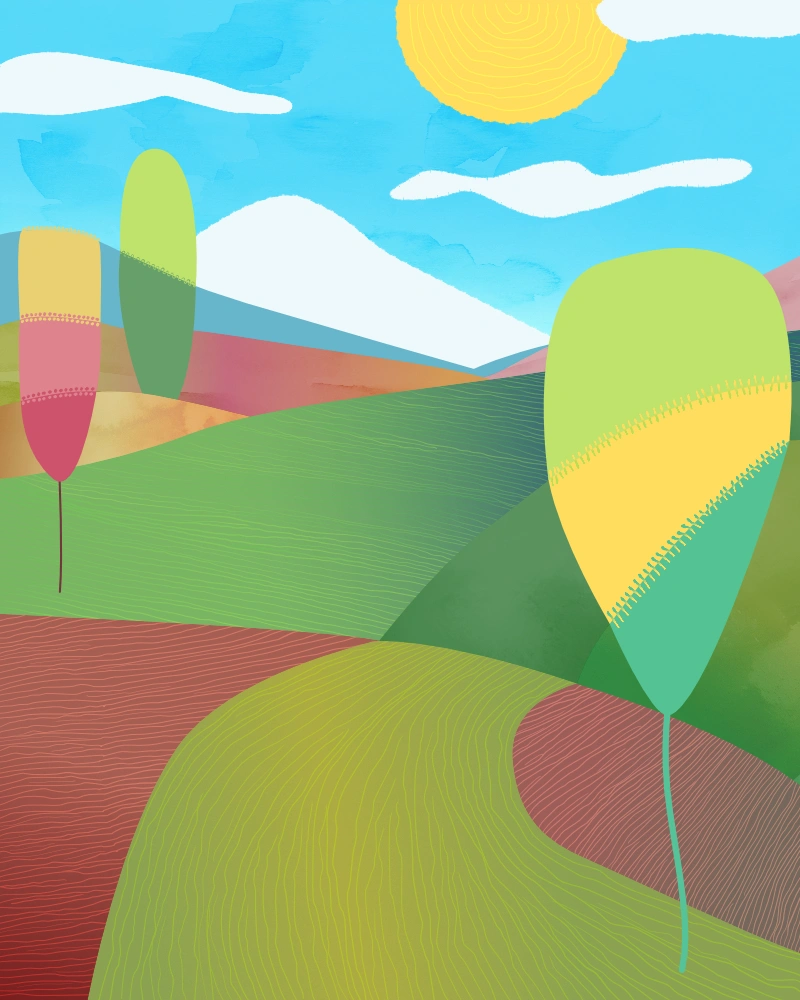 Abstract landscape in spring colors 3