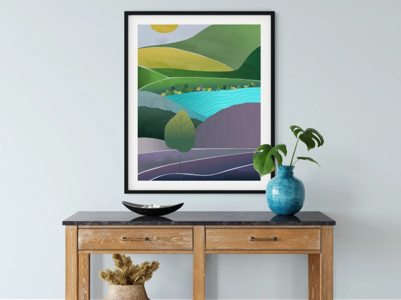 Abstract landscape with a green tree 2