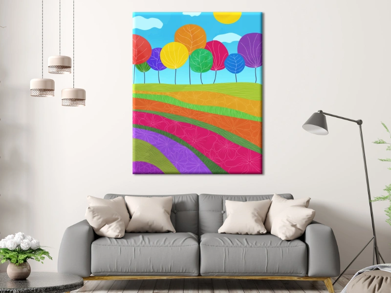 Abstract colorful landscape with trees 2