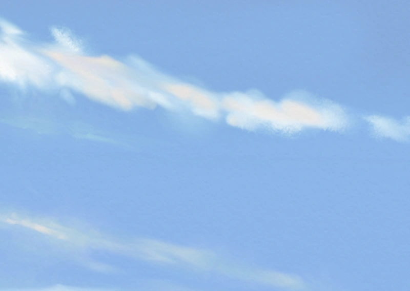 Blue Winter Sky digital watercolors painting detail 1