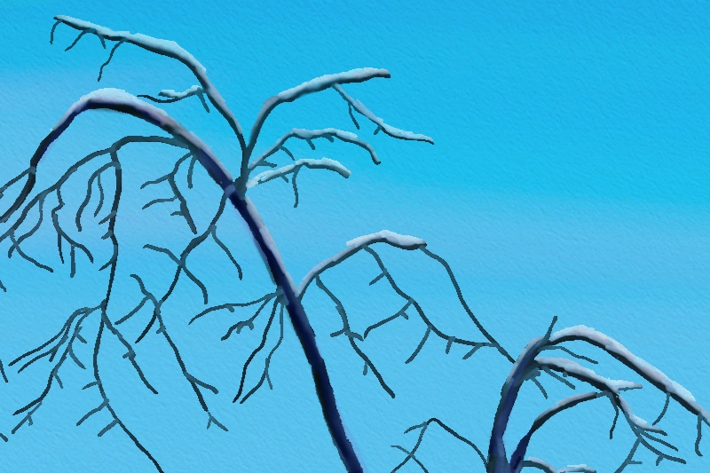 Blue winter landscape with tree detail 2
