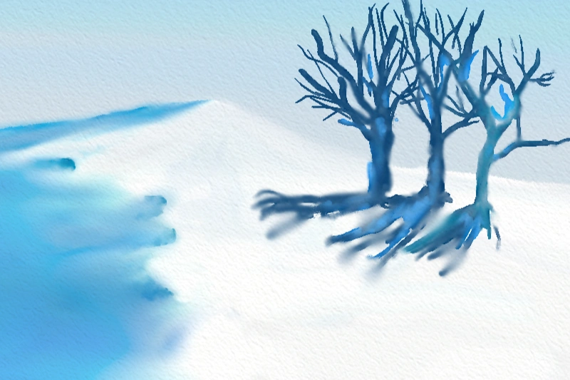 Blue winter landscape with tree detail 3
