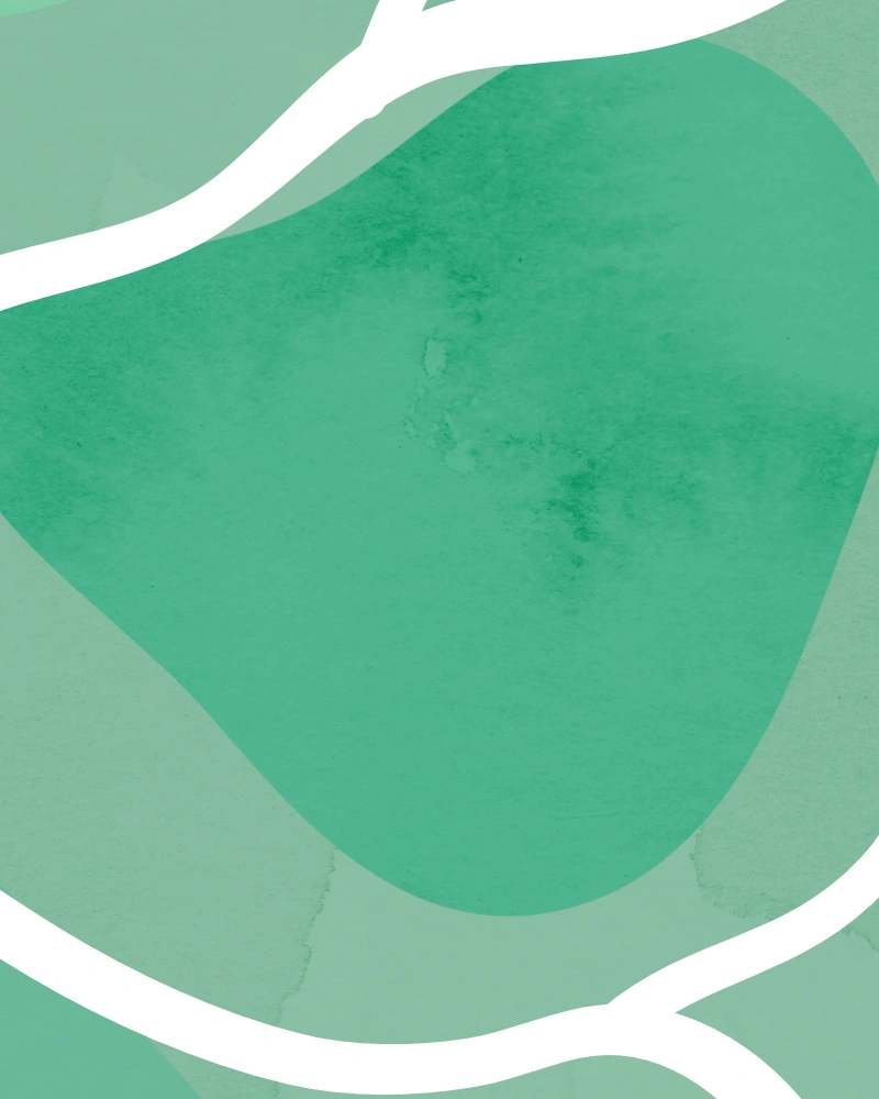 Detail of the minimalist floral composition in shades of teal