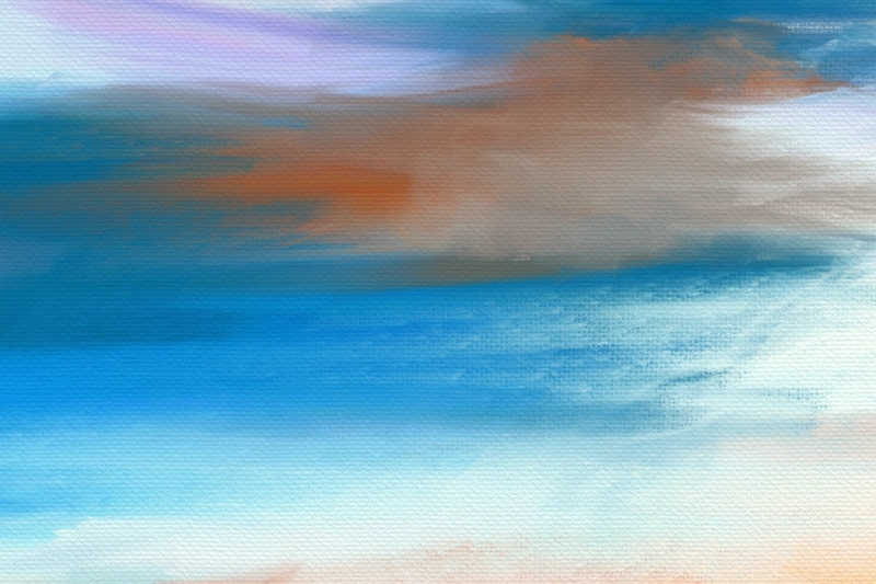 Digital acrylic painting of a sky in orange and blue detail 2
