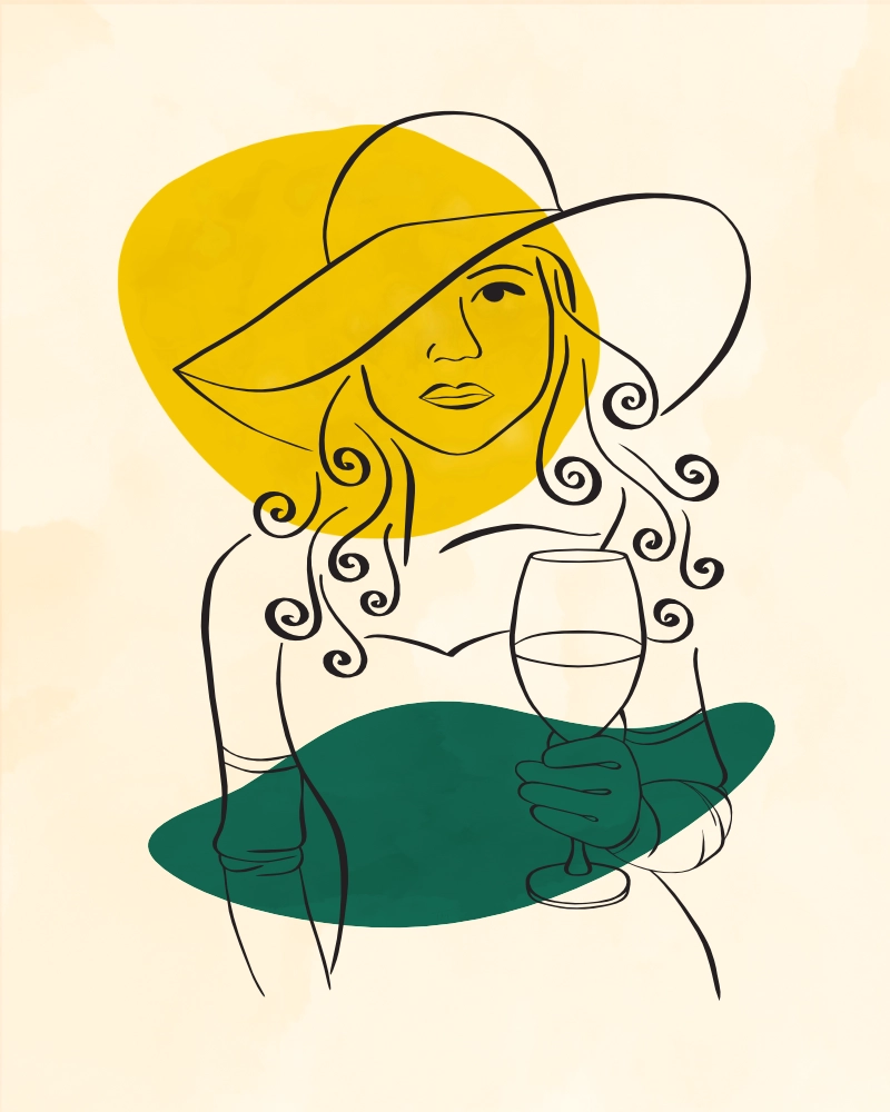 Woman with a glass of wine in the summer sun 1