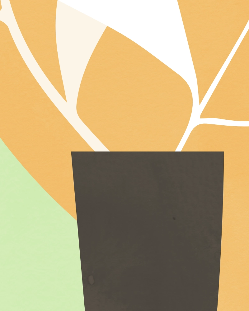 Minimalist still life of leaves in a vase in spring colors 1 Detail 3