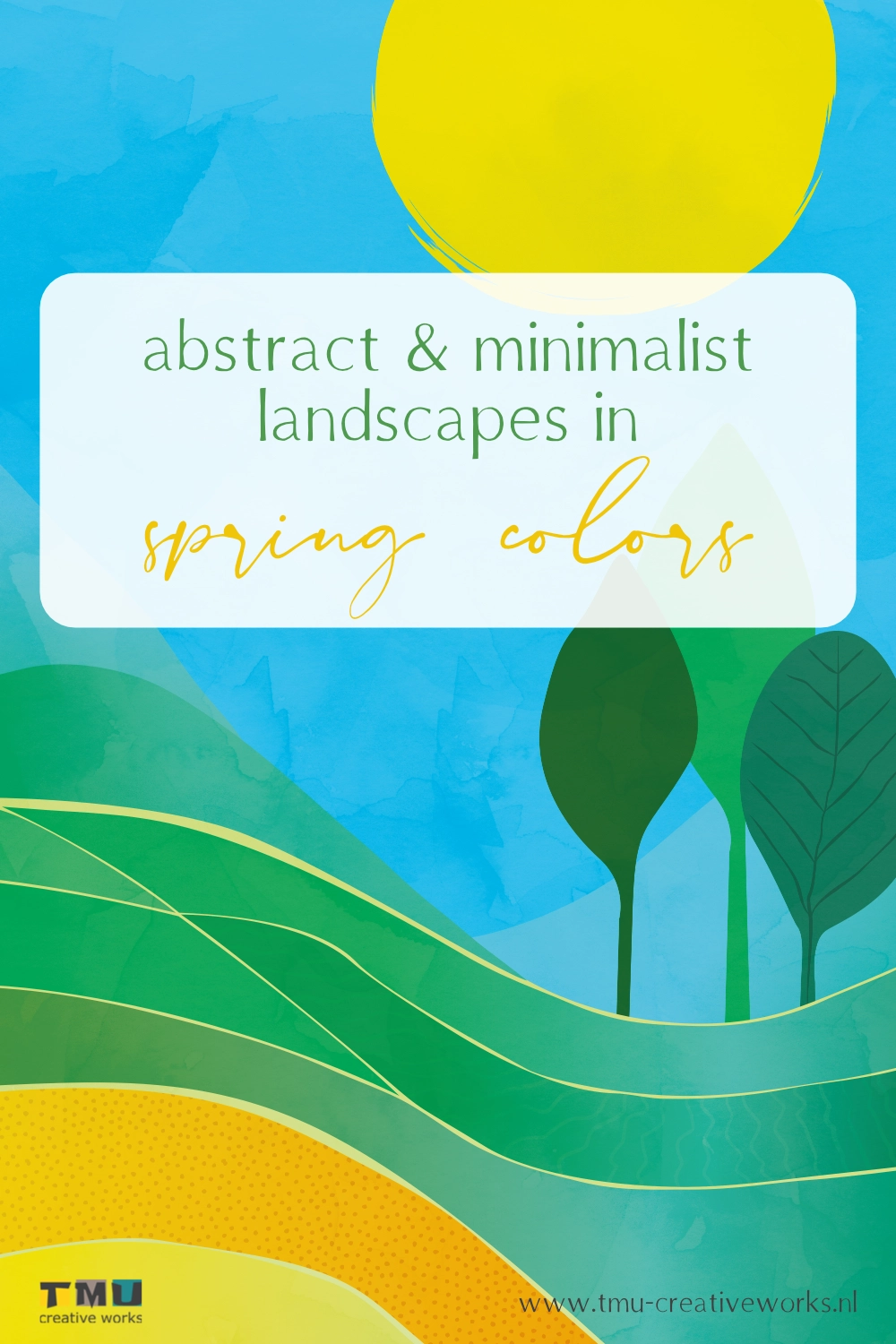 Abstract and minimalist landscapes in spring colors