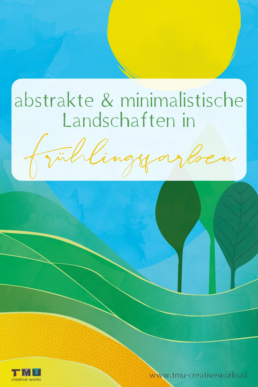 Abstrakte und minimalistische Landschaften in Frühlingsfarben