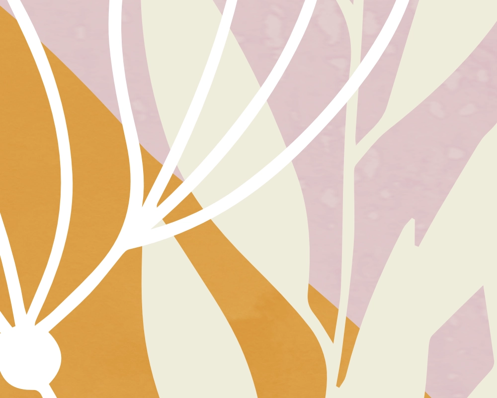 Minimalist still life of a flower and leaves in yellow and pink 1 detail 3