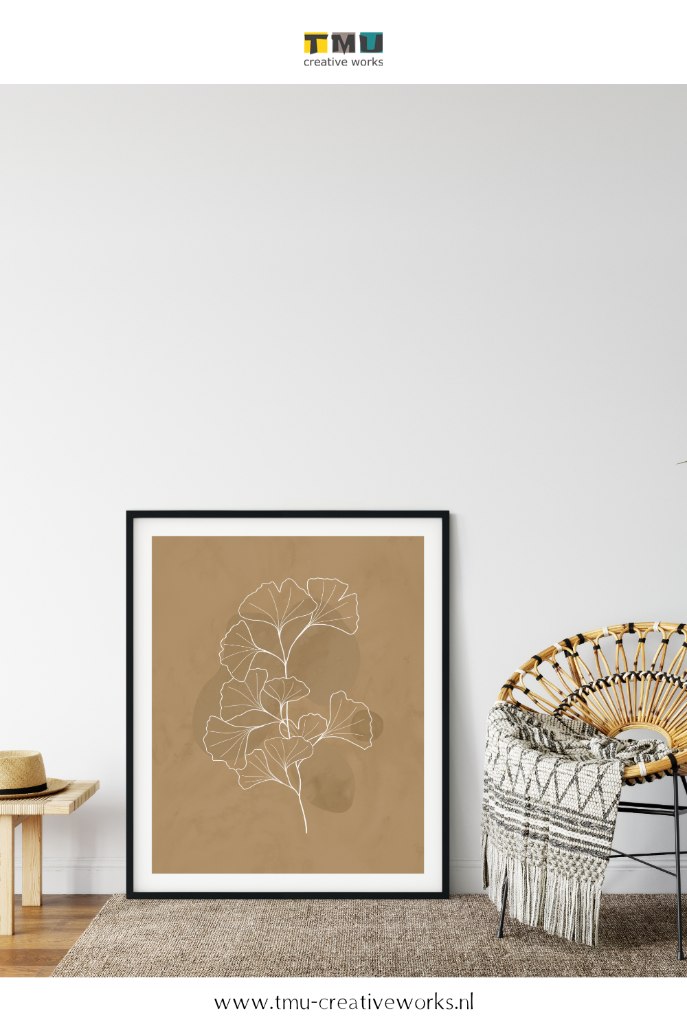 abstract and minimalist art in warm living room colors - mockup 2