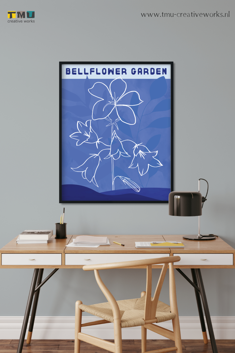 Minimalist flower garden bellflower mockup