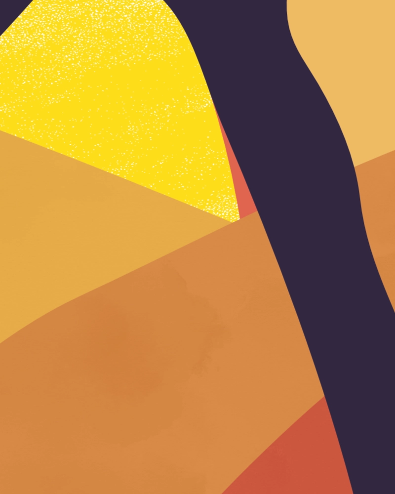 Retro-style abstract minimalist landscape with two trees at sunrise 1 detail 4