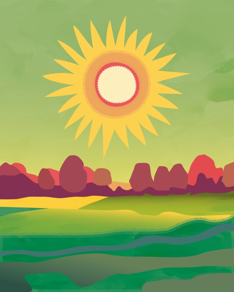 Abstract minimalist landscape celebrating a bright summer day 1